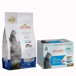 Zooplus 1,2 kg Almo Nature HFC Longevity Sterilized droogvoer + 4 x 50 g Almo Nature HFC Cat Natural gratis! aanbieding