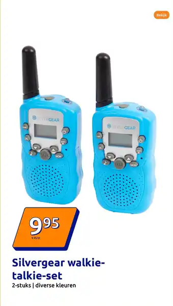 Action Silvergear walkie talkie set aanbieding