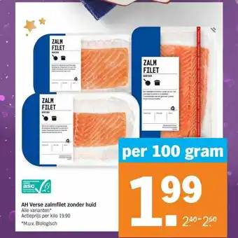 Albert Heijn AH Verse Zalmfilet Zonder Huid aanbieding