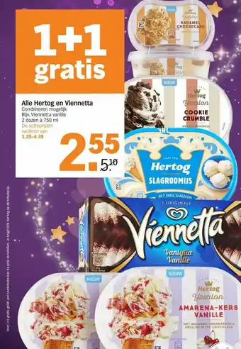 Albert Heijn Alle Hertog En Viennetta 1+1 Gratis aanbieding