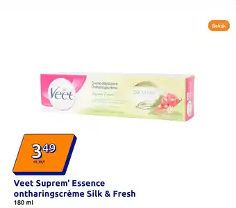 Action Veet Suprem' Essence ontharingscrème Silk & Fresh aanbieding