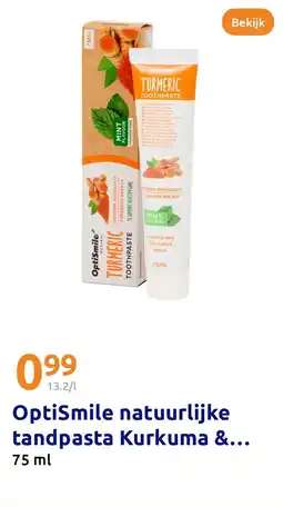 Action OptiSmile natuurlijke tandpasta Kurkuma aanbieding