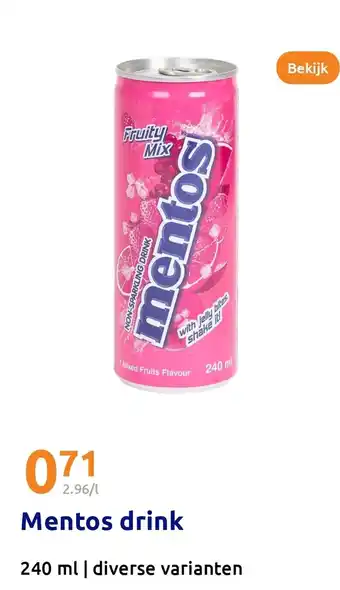 Action Mentos drink aanbieding