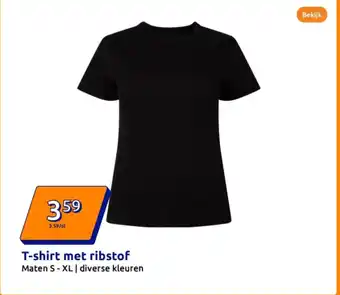 Action T-shirt met ribstof aanbieding