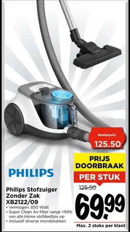 Vomar Voordeelmarkt Philips Stofzuiger Zonder Zak XB2122/09 aanbieding