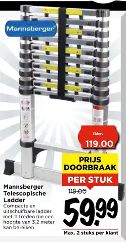 Vomar Voordeelmarkt Mannsberger Telescopische Ladder aanbieding