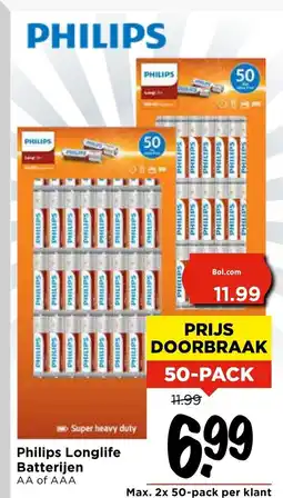 Vomar Voordeelmarkt Philips Longlife Batterijen aanbieding