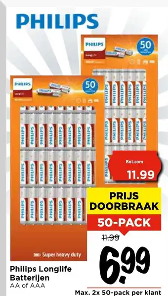 Vomar Voordeelmarkt Philips Longlife Batterijen aanbieding
