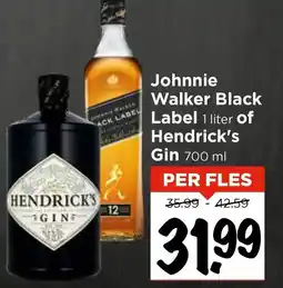 Vomar Voordeelmarkt Johnnie Walker Black Label of Hendrick's Gin aanbieding