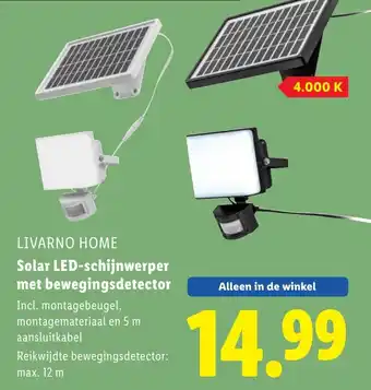 Lidl Livarno home Solar LED schijnwerper met bewegingsdetector aanbieding