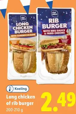 Lidl Long chicken of rib burger aanbieding