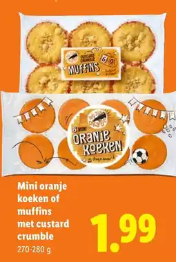 Lidl Mini oranje koeken of muffins met custard crumble aanbieding