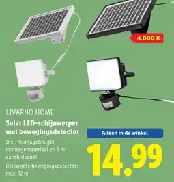 Lidl Livarno home Solar LED schijnwerper met bewegingsdetector aanbieding