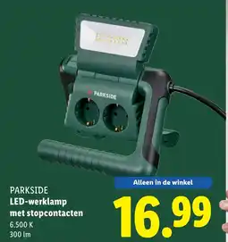 Lidl Parkside LED werklamp met stopcontacten aanbieding
