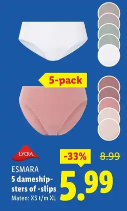 Lidl Esmara 5 dameship sters of slips aanbieding