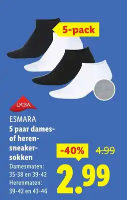Lidl Esmara 5 paar dames of heren aanbieding