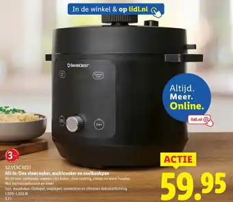 Lidl Silvercrest All in One slowcooker, multicooker en snelkookpan aanbieding