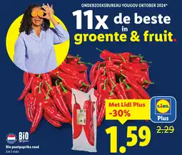 Lidl Bio puntpaprika rood aanbieding