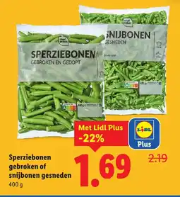 Lidl Sperziebonen gebroken of snijbonen gesneden aanbieding