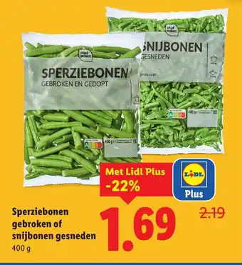 Lidl Sperziebonen gebroken of snijbonen gesneden aanbieding
