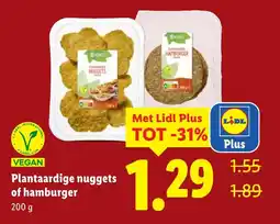 Lidl Plantaardige nuggets of hamburger aanbieding