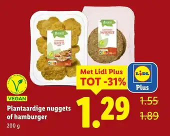 Lidl Plantaardige nuggets of hamburger aanbieding