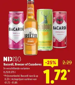 Lidl Bacardi, Breezer of Cazadores aanbieding
