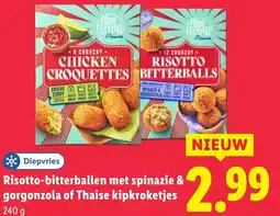 Lidl Risotto-bitterballen met spinazie & gorgonzola of Thaise kipkroketjes aanbieding