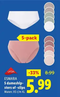 Lidl ESMARA 5 dameship sters of slips aanbieding