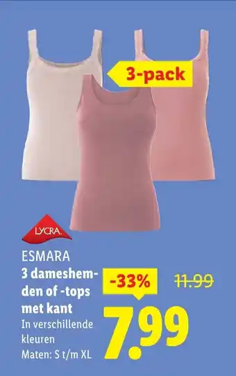 Lidl ESMARA 3 dameshem den of tops met kant aanbieding