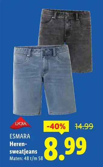 Lidl ESMARA Heren sweatjeans aanbieding