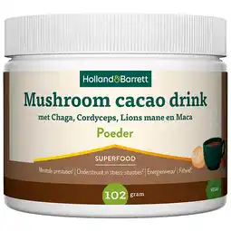 Holland & Barrett Holland & Barrett Mushroom Cacao Poeder Drink - 102g aanbieding