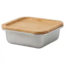 IKEA Ikea 365+ Voorraadpot met deksel, vierkant roestvrij staal/bamboe, 600 ml aanbieding
