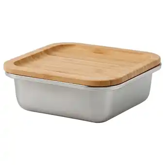 IKEA Ikea 365+ Voorraadpot met deksel, vierkant roestvrij staal/bamboe, 600 ml aanbieding