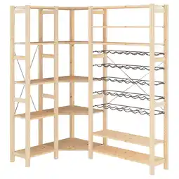 IKEA Ivar 3 elementen/hoek, met flessenrekken/grenen, 103/144x30x179 cm aanbieding