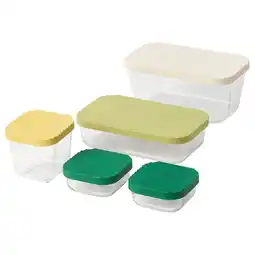 IKEA Havstobis Voorraaddoos met deksel, set van 5, transparant/veelkleurig aanbieding