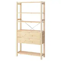 IKEA Ivar 1 element, grenen/met 5 planken met 2 lades, 89x30x179 cm aanbieding