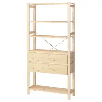 IKEA Ivar 1 element, grenen/met 5 planken met 2 lades, 89x30x179 cm aanbieding