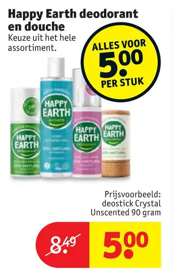 Kruidvat Happy Earth deodorant en douche aanbieding