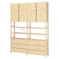 IKEA Ivar Stellingkast met kast/lades, grenen, 174x30x226 cm aanbieding