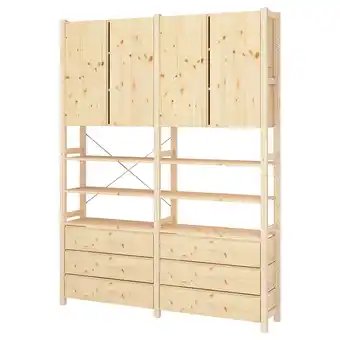 IKEA Ivar Stellingkast met kast/lades, grenen, 174x30x226 cm aanbieding