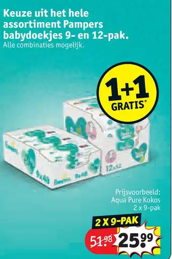 Kruidvat Keuze uit het hele assortiment Pampers babydoekjes 9- en 12-pak. aanbieding