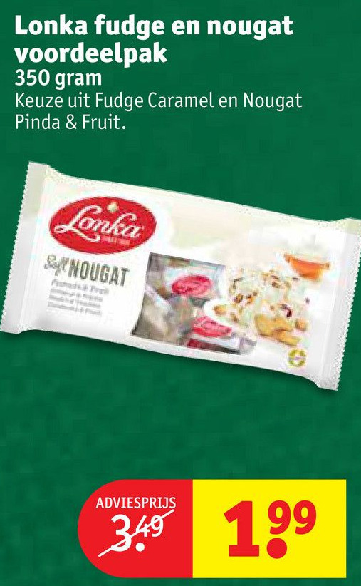 Lonka fudge en nougat voordeelpak 350 gram aanbieding bij Kruidvat