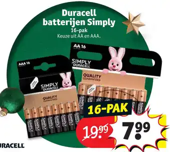 Kruidvat Duracell batterijen Simply 16-pak aanbieding