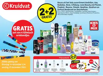 Kruidvat Keuze uit het hele assortiment Andrélon, Axe, Badedas, Dove, Lifebuoy, Love Beauty and Planet, Prodent, Rexona, Simple, Vasel aanbieding