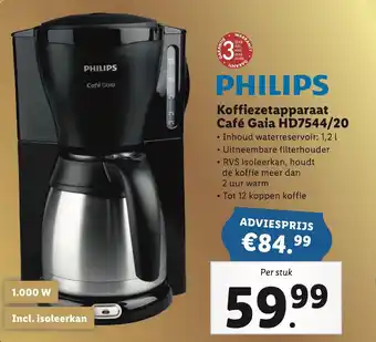 Lidl PHILIPS Koffiezetapparaat Café Gaia HD7544/20 aanbieding