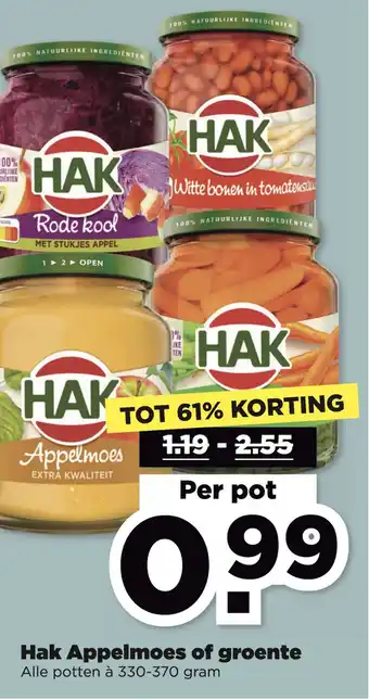 PLUS Hak Appelmoes of groente aanbieding