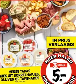 Vomar Voordeelmarkt Verse tapas kies uit borrelhapjes, olijven of tapenades aanbieding