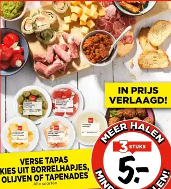 Vomar Voordeelmarkt Verse tapas kies uit borrelhapjes, olijven of tapenades aanbieding
