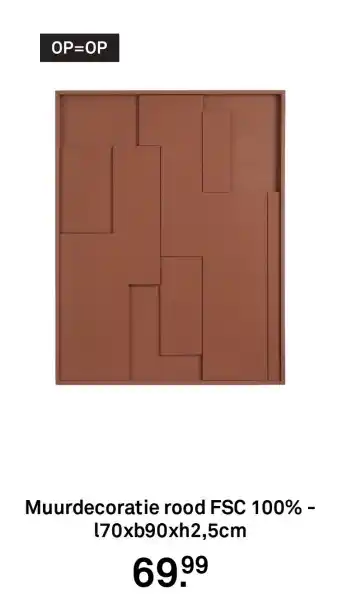 Karwei Muurdecoratie rood FSC 100% aanbieding